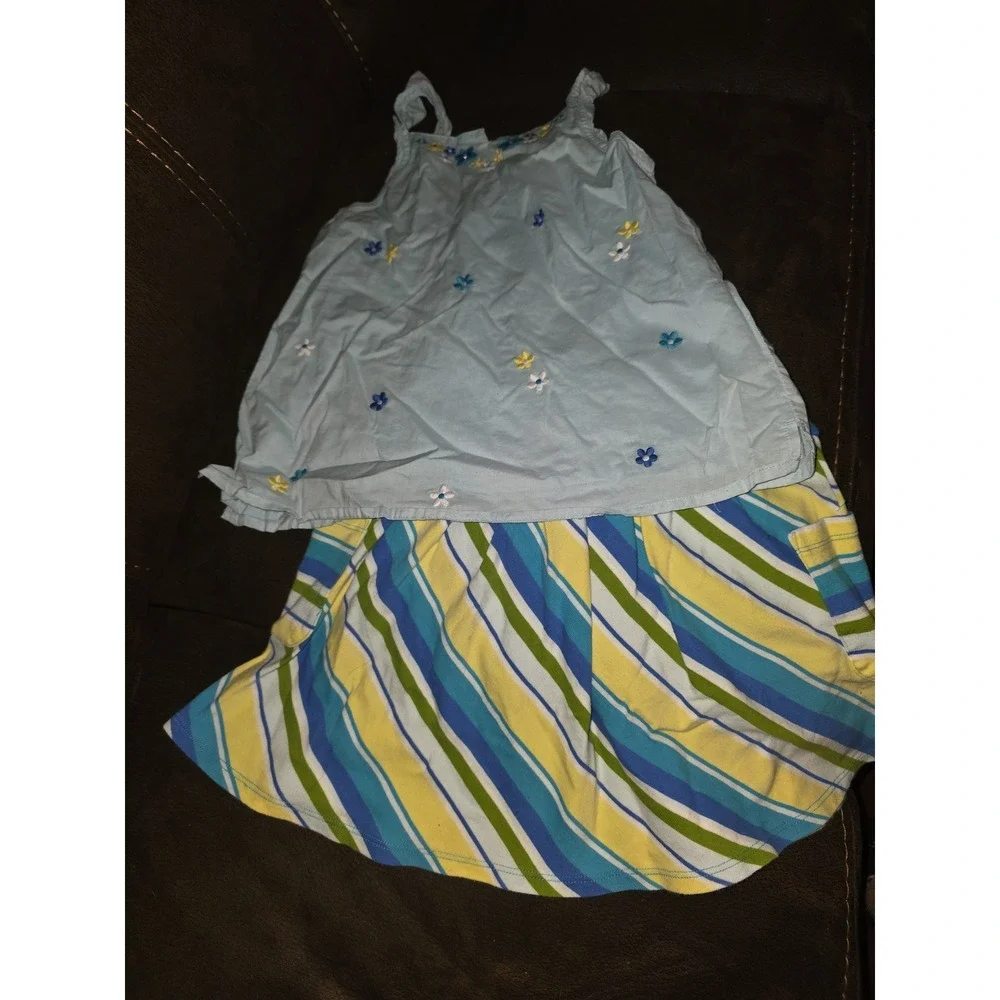 Gymboree sea splash floral top and striped‎ skort size 7 outfit